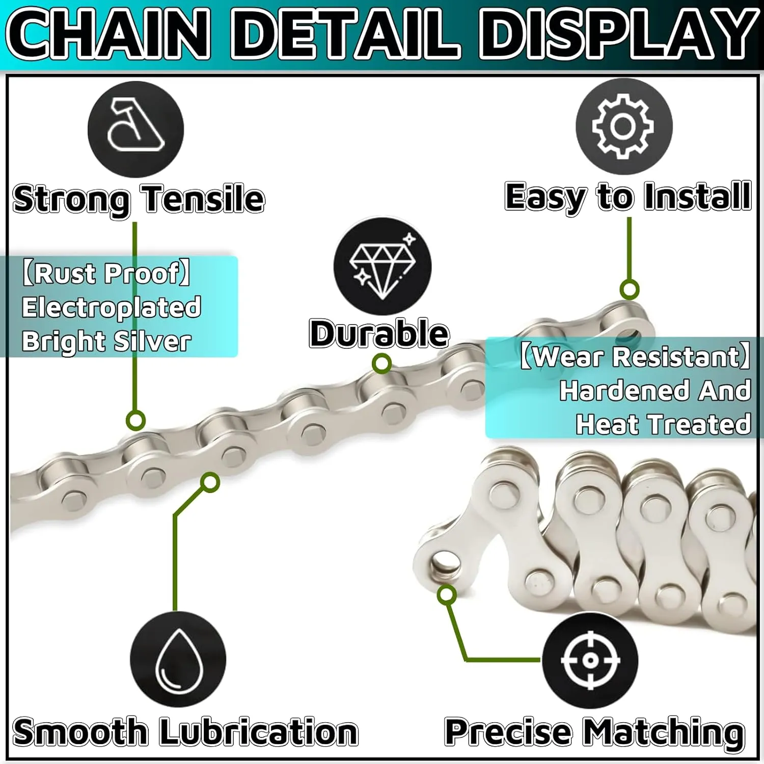 10 Speed Chain 1/2" x 11/128" 116 Links BMX Bicycle Mountain Bike MTB Chain