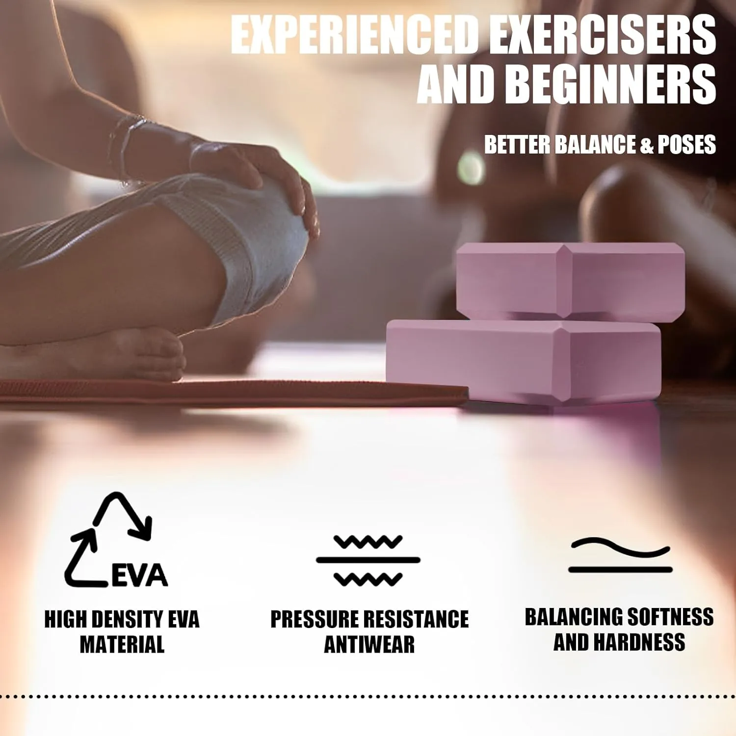 2 Pcs Yoga Blocks, 9"x6"x3" Foam Blocks Yoga Props for Pilates Stretching and Meditation Exercise Blocks Lightweight Yoga Essentials
