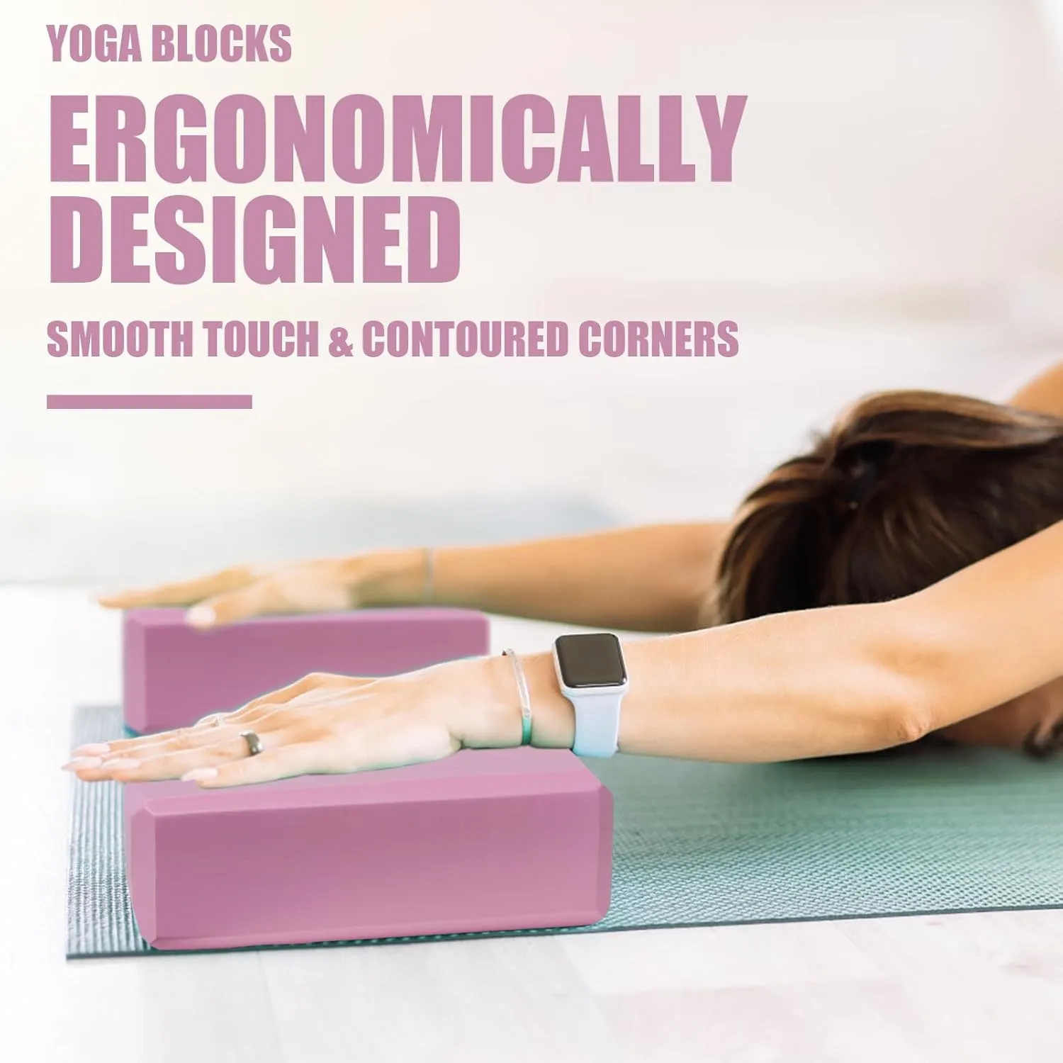 2 Pcs Yoga Blocks, 9"x6"x3" Foam Blocks Yoga Props for Pilates Stretching and Meditation Exercise Blocks Lightweight Yoga Essentials