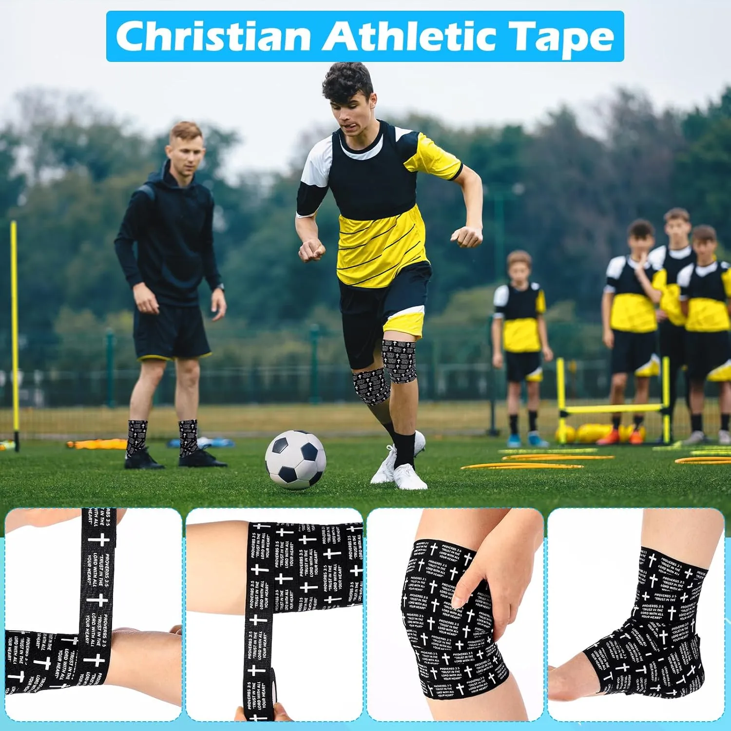 2 Rolls Baseball Hockey Tapes Christian Faith Cross Baseball Grip Bat Tape 15 Yard Lacrosse Softball Bats Sticks Wraps for Soccer Sports Athletic Gift Ice Skate Supplies