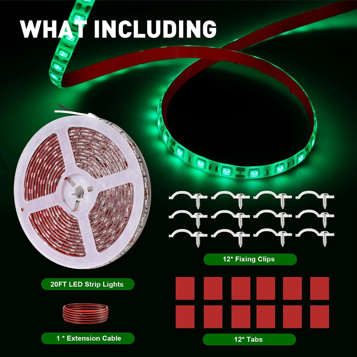 20FT Marine LED Strip Lights for Pontoon, Boat LED Strip Lights 12V Waterproof, Ideal as Under Gunnel Lights, Deck Light, Boat Interior Light for Kayak, Jon Boat and Fishing Boats (Green)