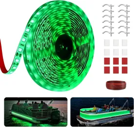 20FT Marine LED Strip Lights for Pontoon, Boat LED Strip Lights 12V Waterproof, Ideal as Under Gunnel Lights, Deck Light, Boat Interior Light for Kayak, Jon Boat and Fishing Boats (Green)