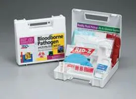 23 piece Bloodborne pathogen bodily fluid spill kit- plastic case- 1 ea.