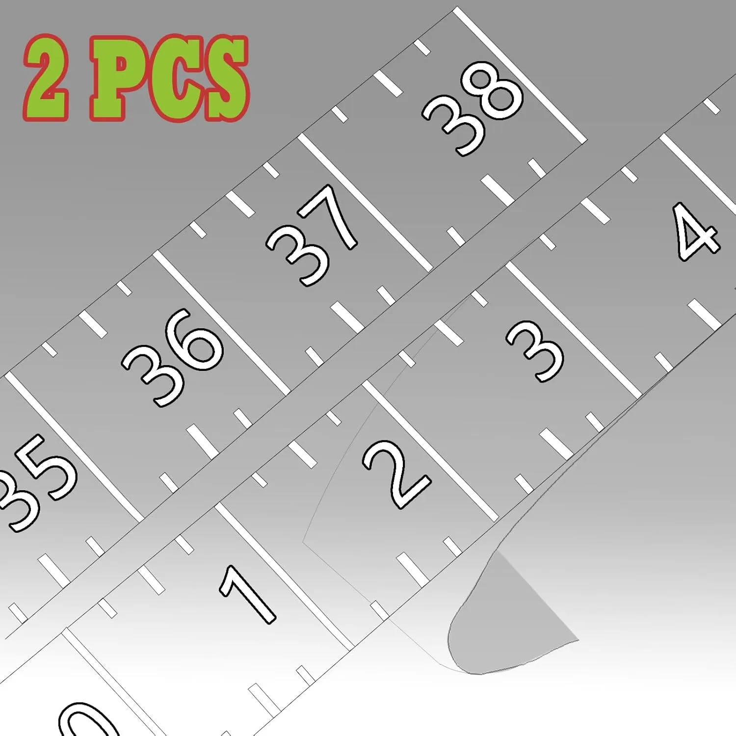 2PCS 38" Boat Ruler Fish Measuring Sticker - Transparent Waterproof Decal Tape Measure - Clear Discreet Adhesive for Boat, Kayak, Net, Gaff, Table - 38 in Fish Rulers