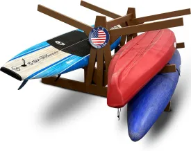 6-Place Double Sided Poly Kayak Storage Racks, Freestanding Surfboard Racks, Paddle Board for Garage, Outdoor Stand Up Paddle Board Rack for Garage, Heavy Duty Stand, Recycled Poly w/UV Stabilizers