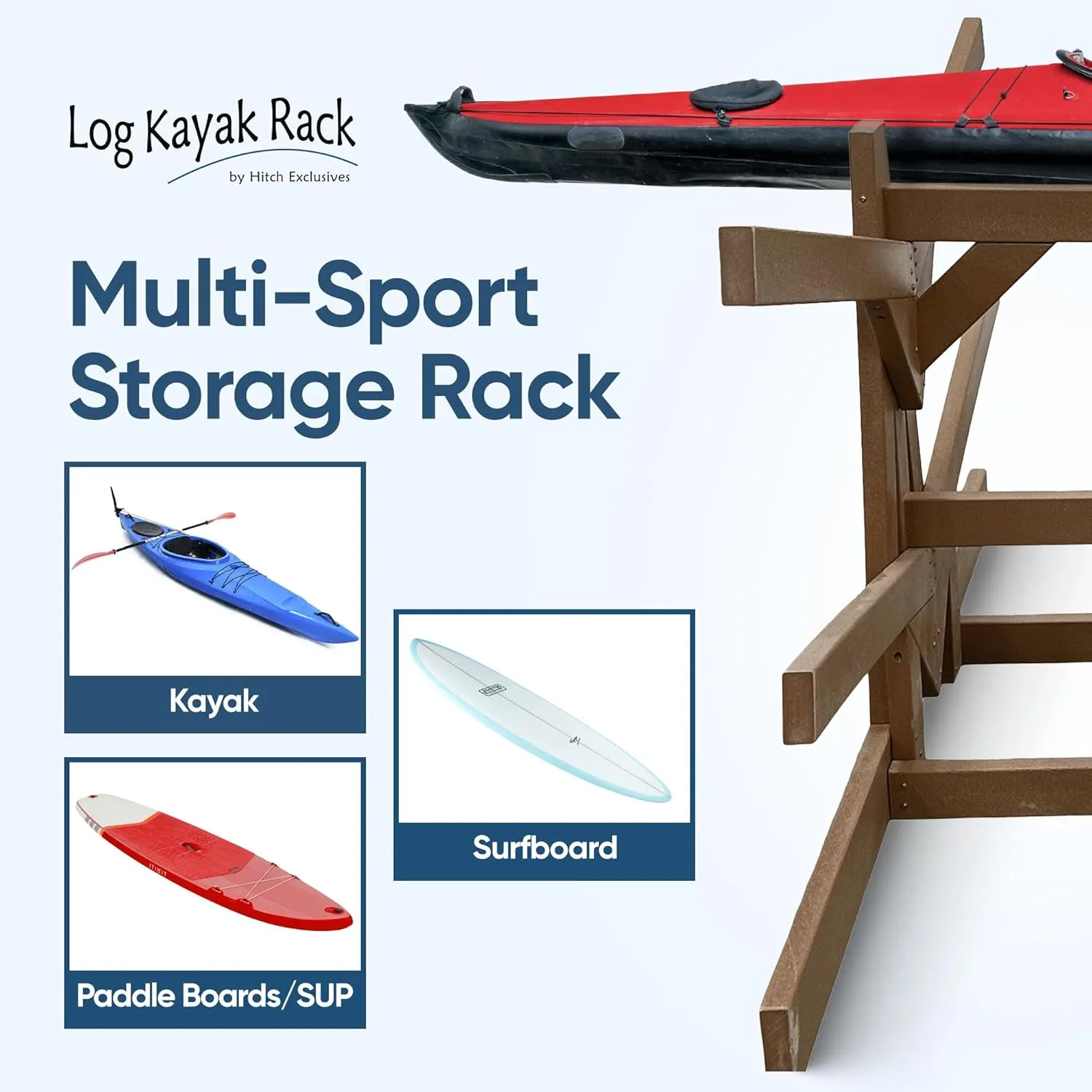 6-Place Double Sided Poly Kayak Storage Racks, Freestanding Surfboard Racks, Paddle Board for Garage, Outdoor Stand Up Paddle Board Rack for Garage, Heavy Duty Stand, Recycled Poly w/UV Stabilizers