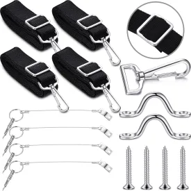 Adjustable Bimini Top Hardware 4 Pieces Bimini Boat Top Straps with Stainless Steel 2 Pieces Stainless Steel Bimini Boat Top Pad Eye 4 Pieces Boat Bimini Quick Release Pin with Lanyard