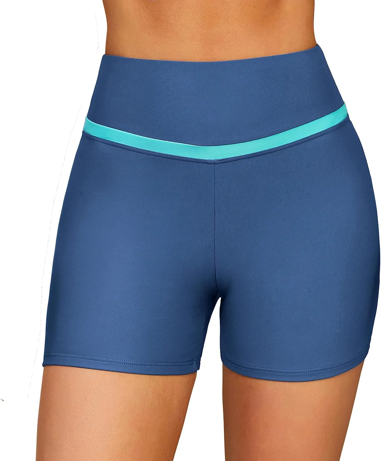 ATTRACO Women's High Waisted Swim Shorts with Pockets Plus Size Bathing Suit Bottoms Long Board Shorts