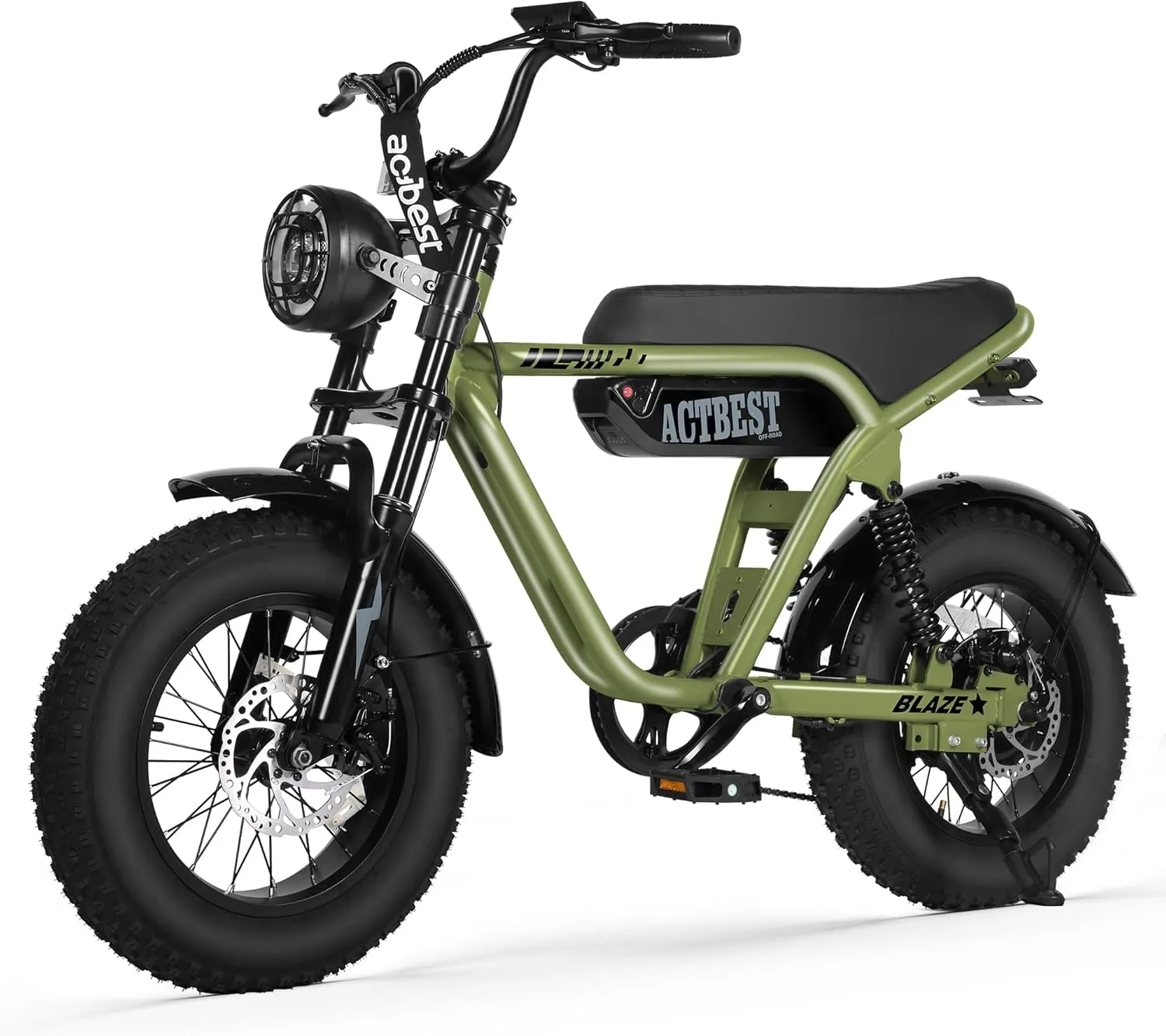 Blaze 164" Electric Bike for Teens/Adults,Peak 1200W, 48V 499Wh, 55Miles Fat Tire All-Terrain Electric Mountain Bike, Full Suspension,UL2849 Electric Motorcycle on Mountains/Snow/Sandy