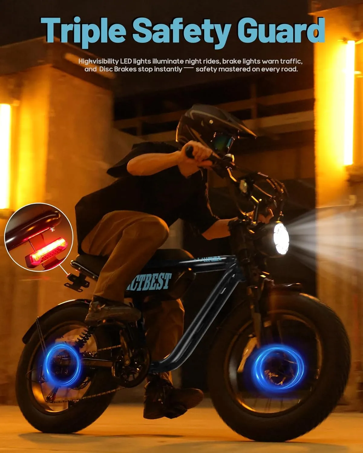 Blaze 164" Electric Bike for Teens/Adults,Peak 1200W, 48V 499Wh, 55Miles Fat Tire All-Terrain Electric Mountain Bike, Full Suspension,UL2849 Electric Motorcycle on Mountains/Snow/Sandy
