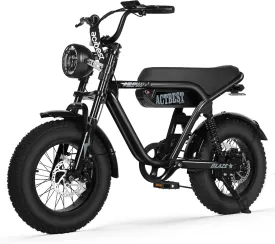 Blaze 164" Electric Bike for Teens/Adults,Peak 1200W, 48V 499Wh, 55Miles Fat Tire All-Terrain Electric Mountain Bike, Full Suspension,UL2849 Electric Motorcycle on Mountains/Snow/Sandy