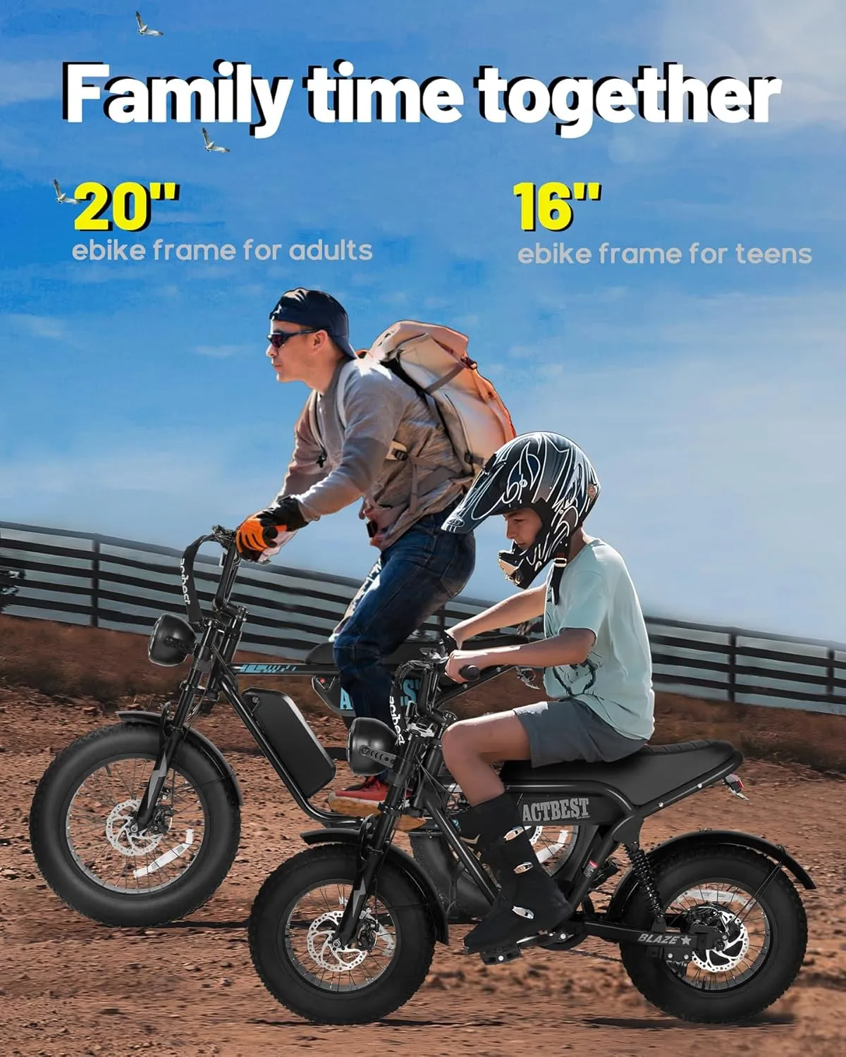 Blaze 164" Electric Bike for Teens/Adults,Peak 1200W, 48V 499Wh, 55Miles Fat Tire All-Terrain Electric Mountain Bike, Full Suspension,UL2849 Electric Motorcycle on Mountains/Snow/Sandy
