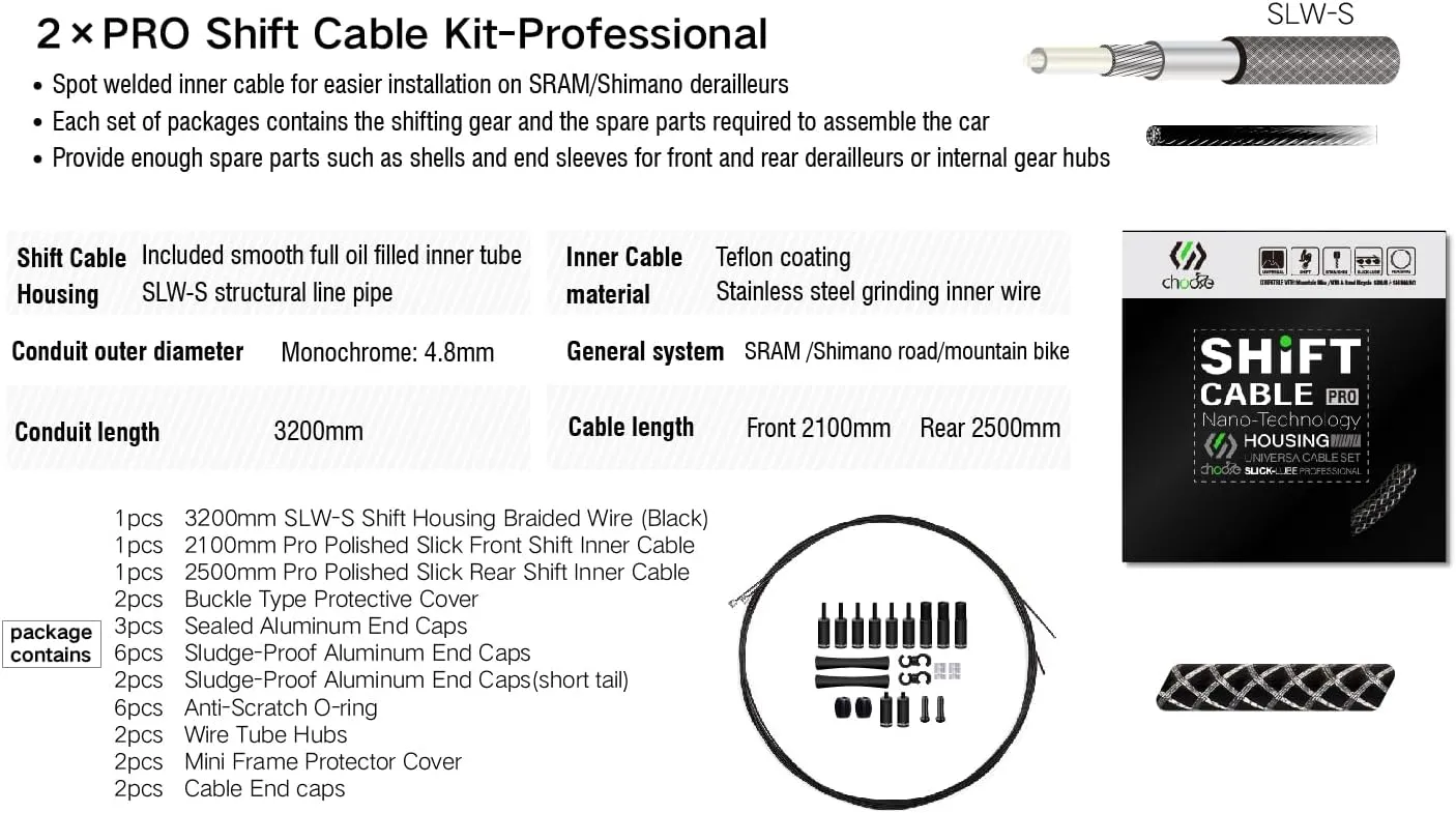 CNC Bike Shifter Cable Set for Shimano/SRAM,Road Bike Derailleur CableGear Cable Housing Coated Braided & Teflon Inner line for Bicycle/Mountain BikeBlack/Gold/Silver/Titanium Silver