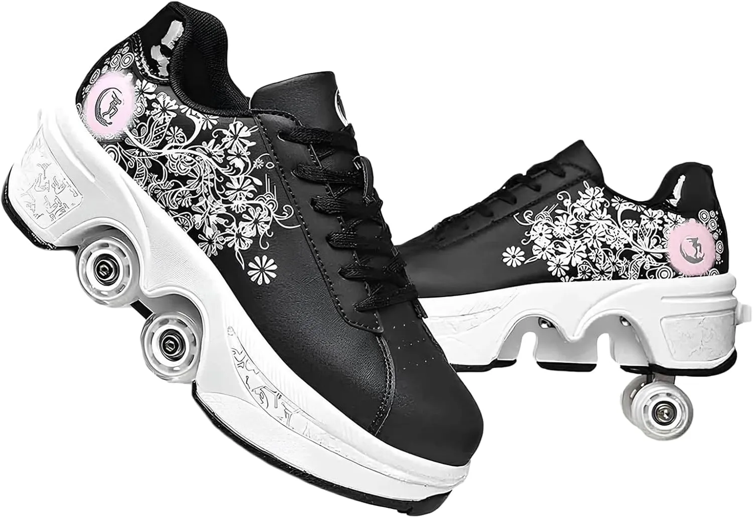 Double-Row Deform Wheel Automatic Walking Shoes Invisible Deformation Roller Skate 2 in 1 Removable Pulley Skates Skating Parkour