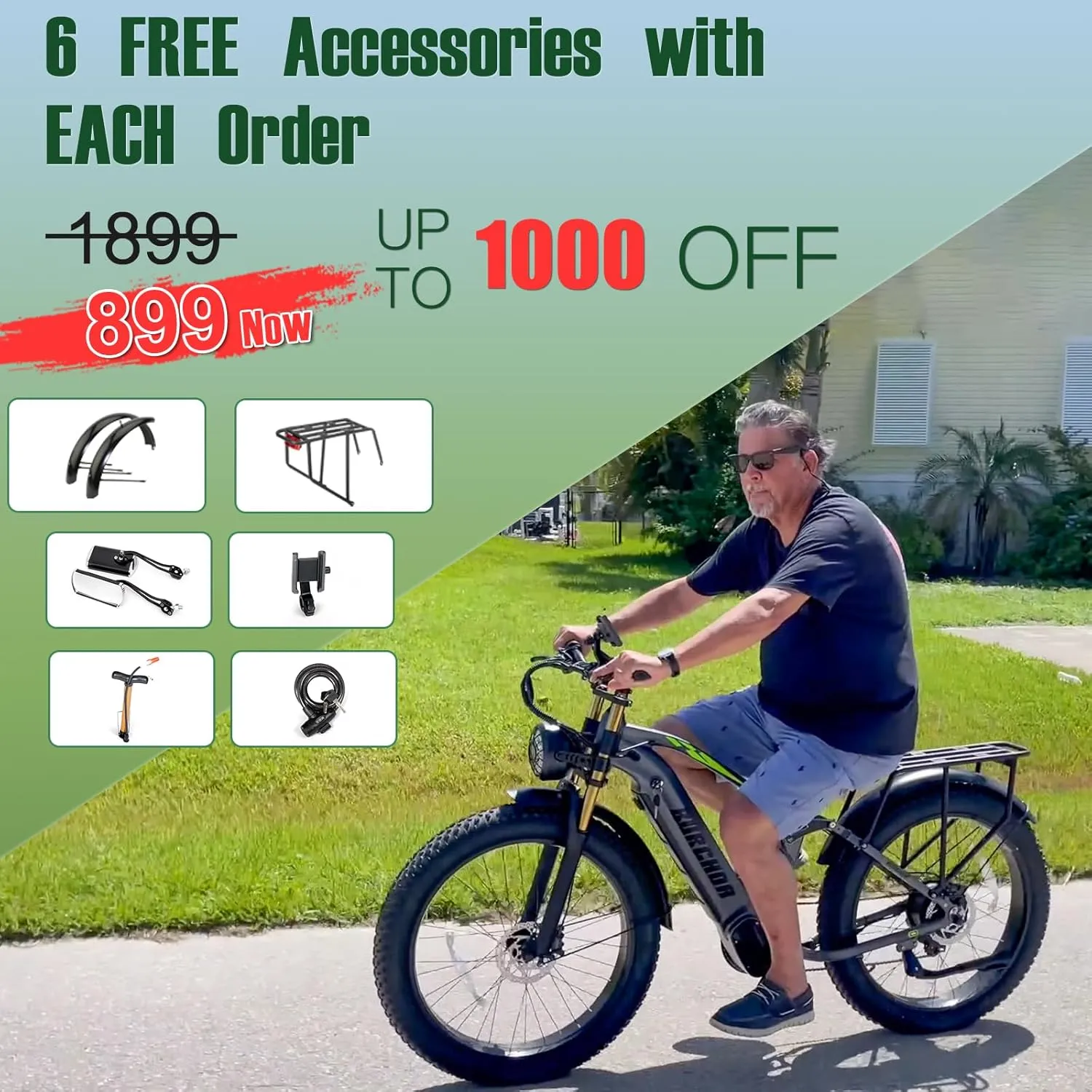 Dual Motor 2000W/1000W Electric Bike for Adult 48V 30AH/20Ah Removable Battery Up to &120 Miles Long Range 26"Fat Tire Off Road Mountain Full Suspension Electric Bicycle,Adjustable Stem,UL Certified