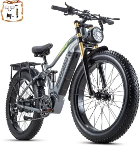 Dual Motor 2000W/1000W Electric Bike for Adult 48V 30AH/20Ah Removable Battery Up to &120 Miles Long Range 26"Fat Tire Off Road Mountain Full Suspension Electric Bicycle,Adjustable Stem,UL Certified