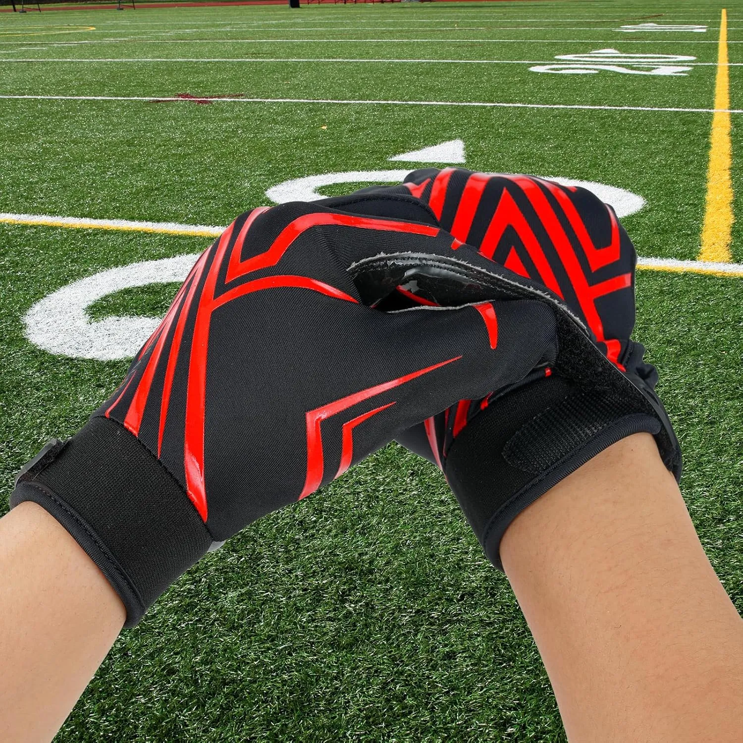 Football Gloves Men Women Boys, Youth Football Gloves, Ultra Sticky Silicone Palm Tacky Grip Gloves Youth Adult, Enhanced Performance Receiver Glove