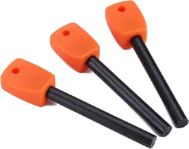 FOSTAR 3 PCS Tactical Ferro (Ferrocerium) Rods, Bushcraft Flint Fire Starter with Easy Grip Handle, 5/16 Inch Thick Waterproof Fire Steel Magnesium Camping Tool Kit