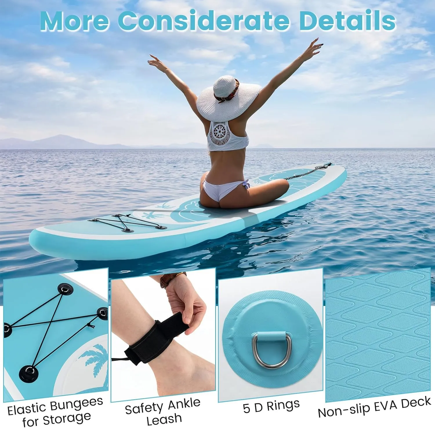 GYMAX Paddle Board, 9.8'/10'/11' x 6" Inflatable Stand Up Paddle Board with SUP Accessories, Removable Fin, Paddle, Pump, Leash & Carry Bag, Blow Up Paddle Boards Standing Boat for Adults, Youth