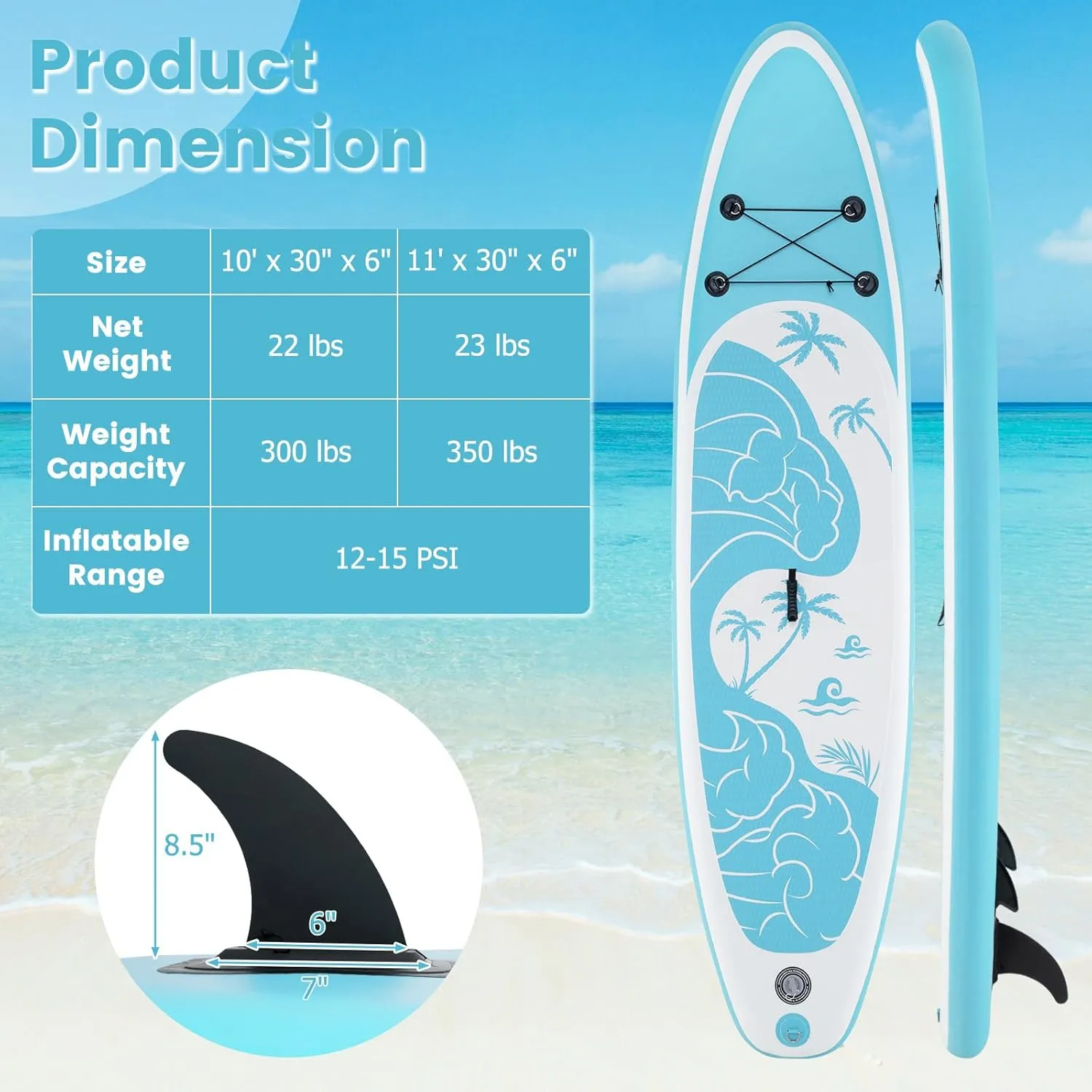 GYMAX Paddle Board, 9.8'/10'/11' x 6" Inflatable Stand Up Paddle Board with SUP Accessories, Removable Fin, Paddle, Pump, Leash & Carry Bag, Blow Up Paddle Boards Standing Boat for Adults, Youth
