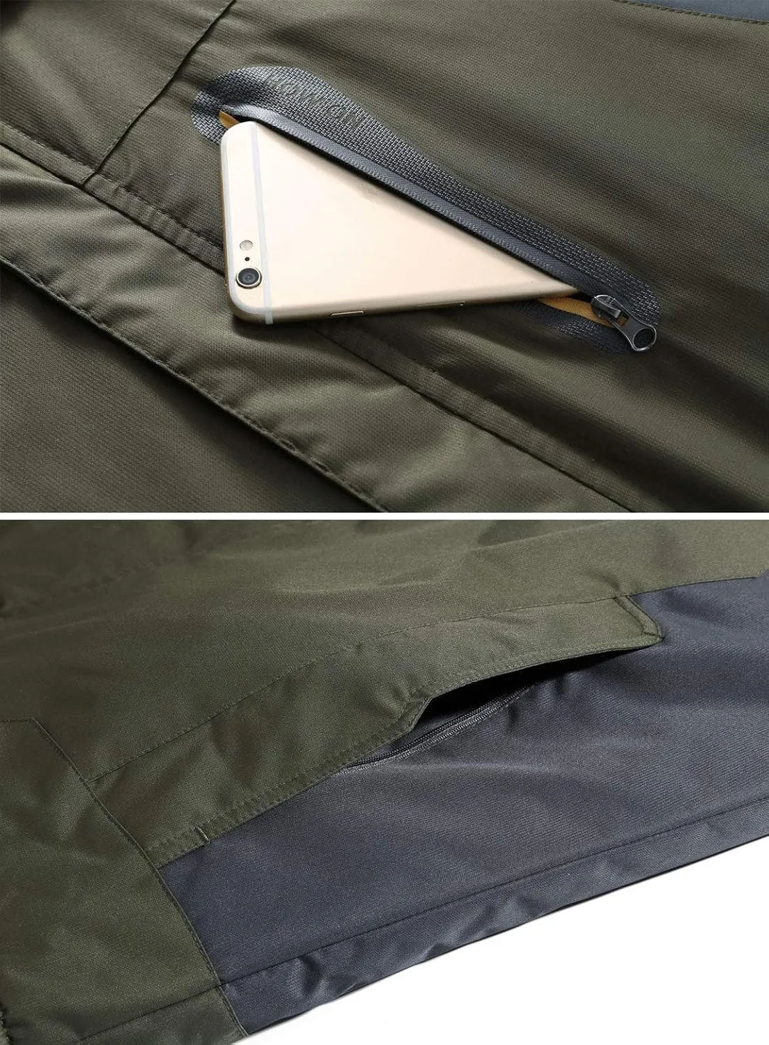 HOW'ON Men's Waterproof Ski Jacket Windproof Rain Jacket Winter Warm Hooded Coat