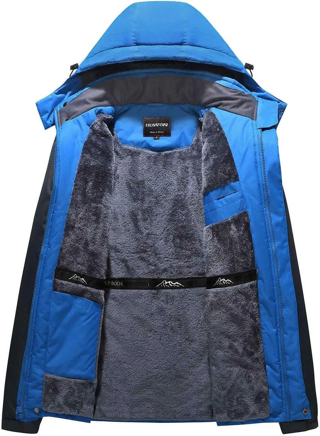HOW'ON Men's Waterproof Ski Jacket Windproof Rain Jacket Winter Warm Hooded Coat