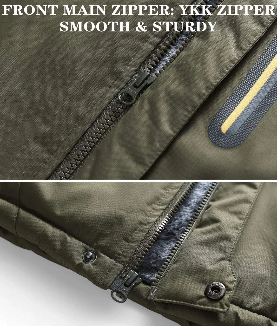 HOW'ON Men's Waterproof Ski Jacket Windproof Rain Jacket Winter Warm Hooded Coat