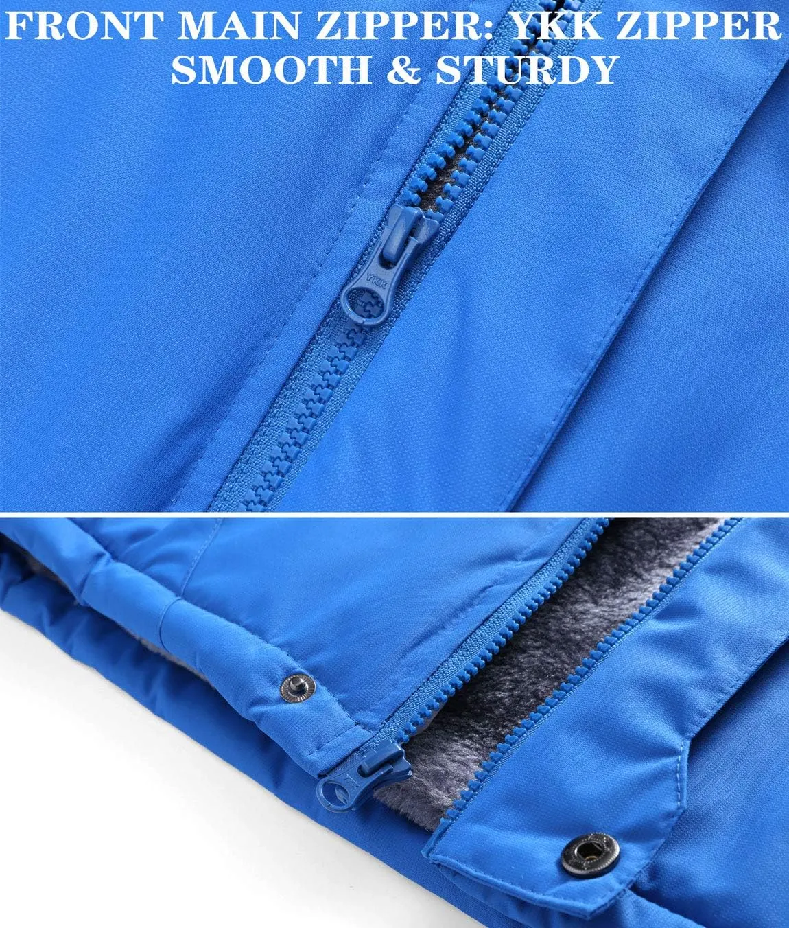 HOW'ON Men's Waterproof Ski Jacket Windproof Rain Jacket Winter Warm Hooded Coat