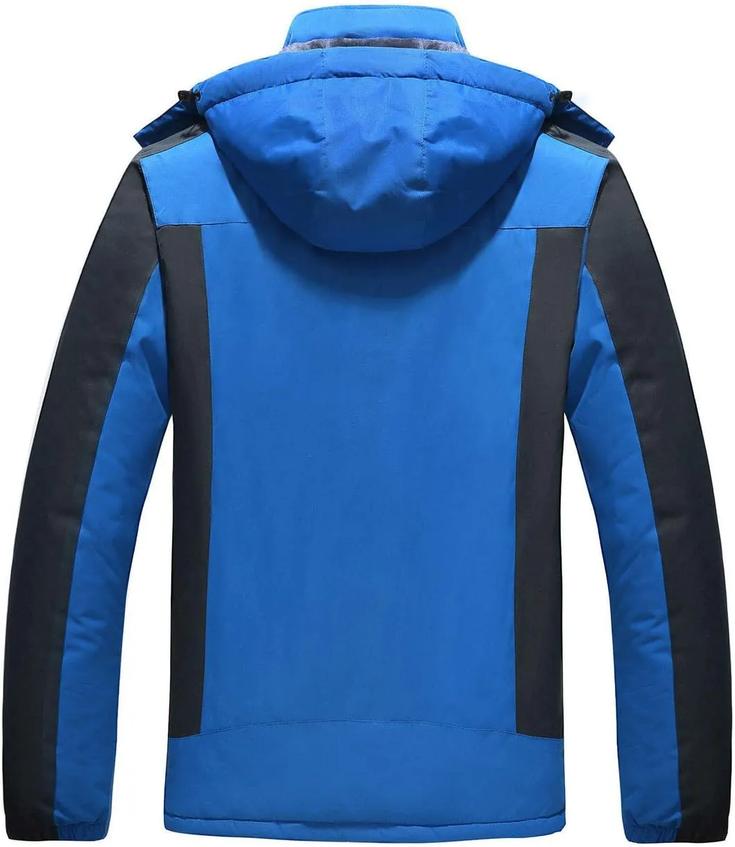 HOW'ON Men's Waterproof Ski Jacket Windproof Rain Jacket Winter Warm Hooded Coat