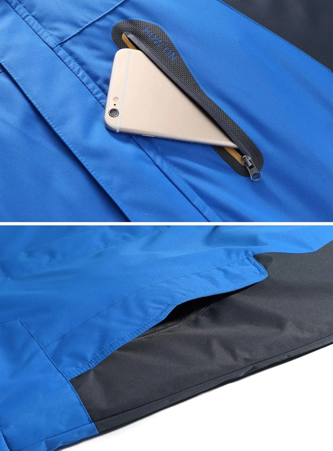 HOW'ON Men's Waterproof Ski Jacket Windproof Rain Jacket Winter Warm Hooded Coat