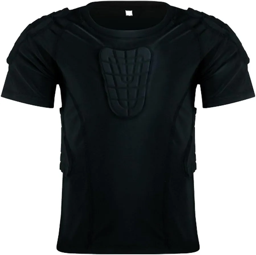 Kid??s Padded Shirts Short Sleeve Compression Chest and Rib Protector T Shirt Youth Protective Gear