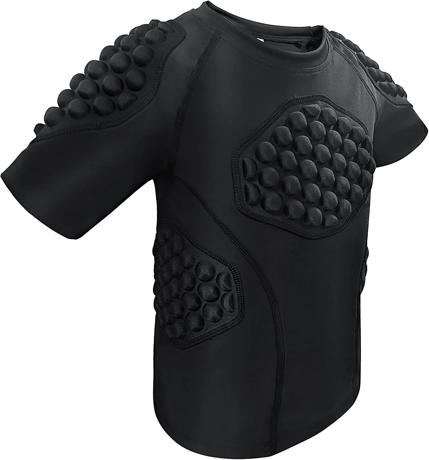 Kid??s Padded Shirts Short Sleeve Compression Chest and Rib Protector T Shirt Youth Protective Gear