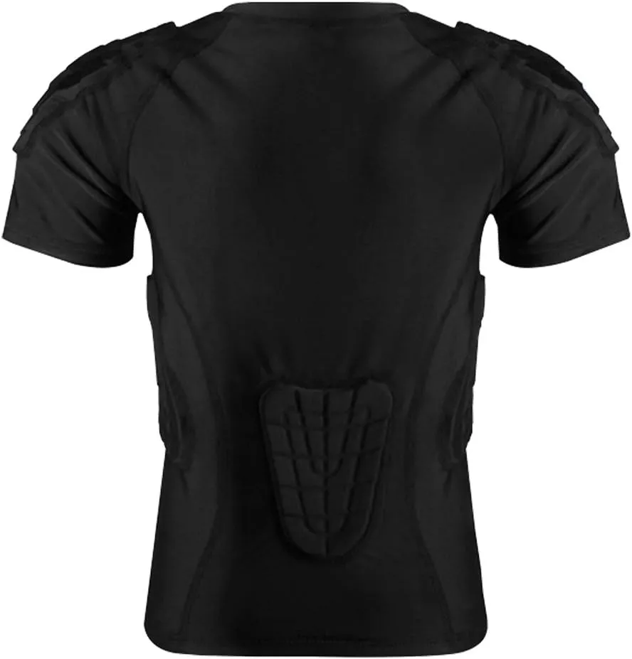 Kid??s Padded Shirts Short Sleeve Compression Chest and Rib Protector T Shirt Youth Protective Gear