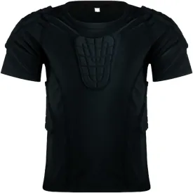 Kid??s Padded Shirts Short Sleeve Compression Chest and Rib Protector T Shirt Youth Protective Gear