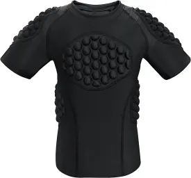 Kid??s Padded Shirts Short Sleeve Compression Chest and Rib Protector T Shirt Youth Protective Gear