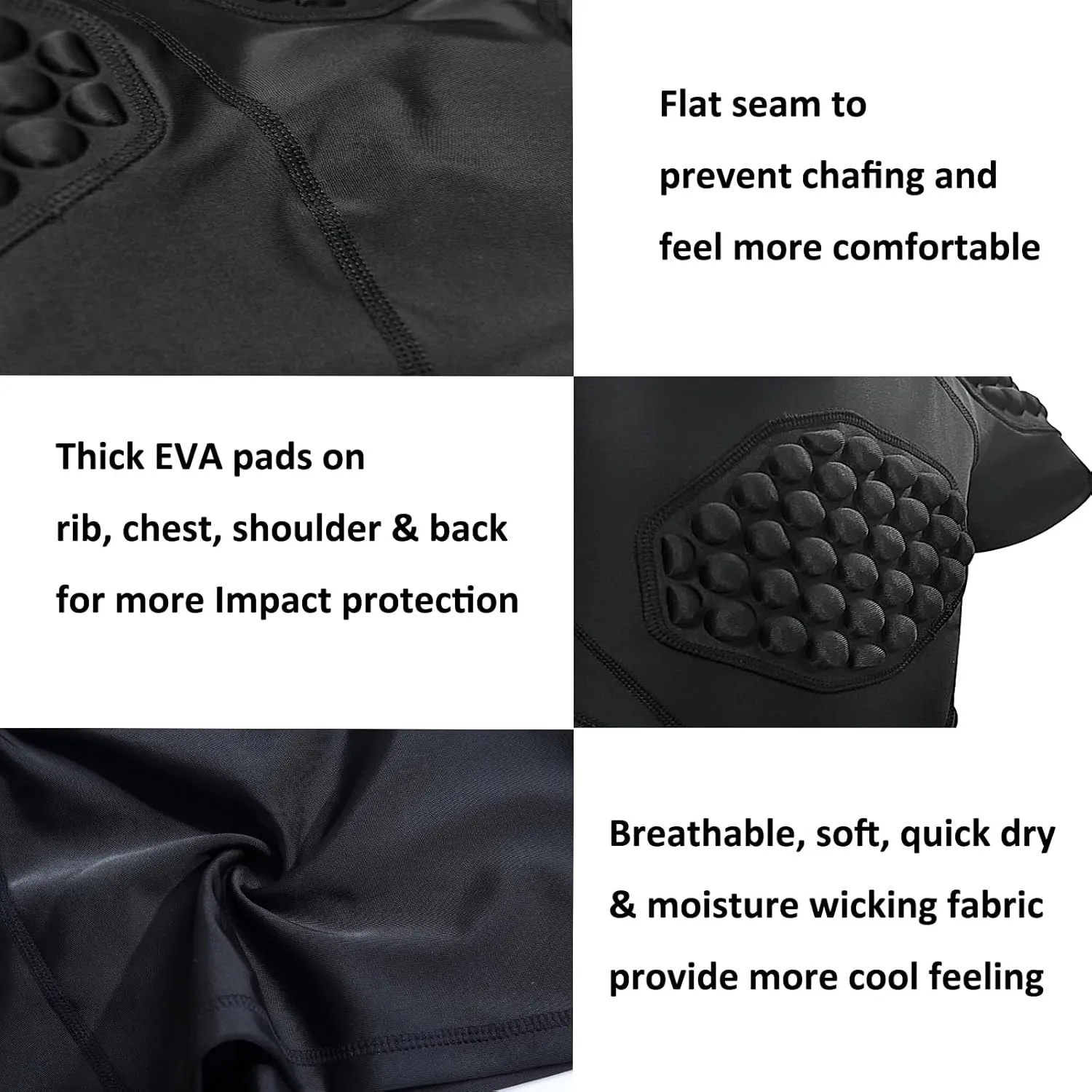 Kid??s Padded Shirts Short Sleeve Compression Chest and Rib Protector T Shirt Youth Protective Gear
