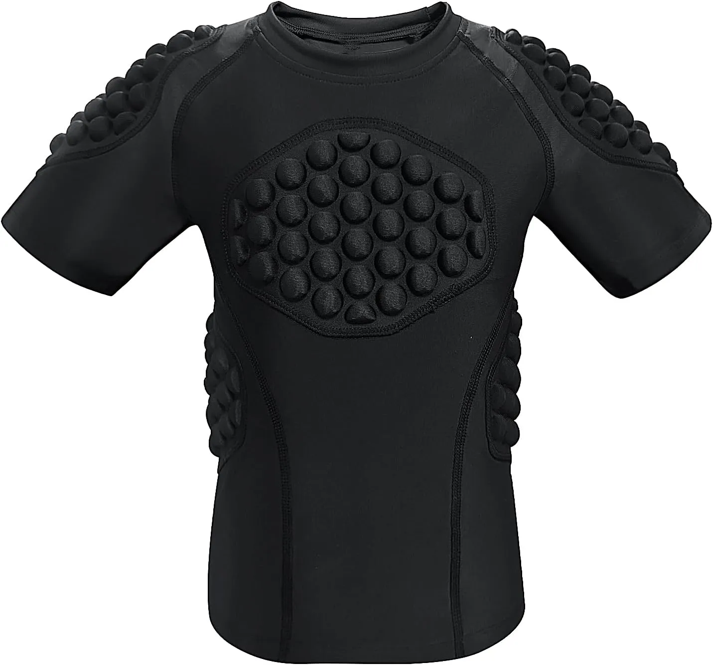Kid??s Padded Shirts Short Sleeve Compression Chest and Rib Protector T Shirt Youth Protective Gear