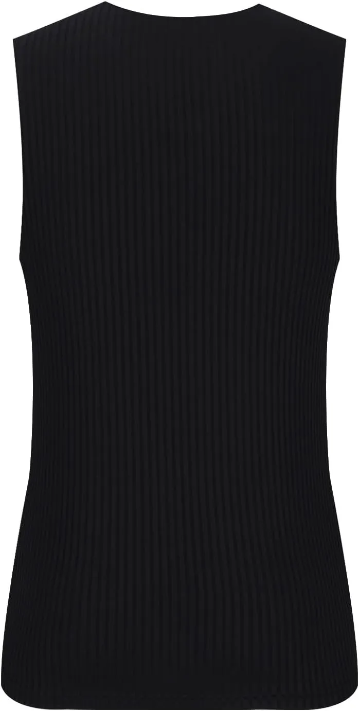 Mens Ribbed Tank Top Cut V Neck Sleeveless Comfy Tanks Fitness Training Sport Swim T-Shirt Sport Outdoor Beach Vest