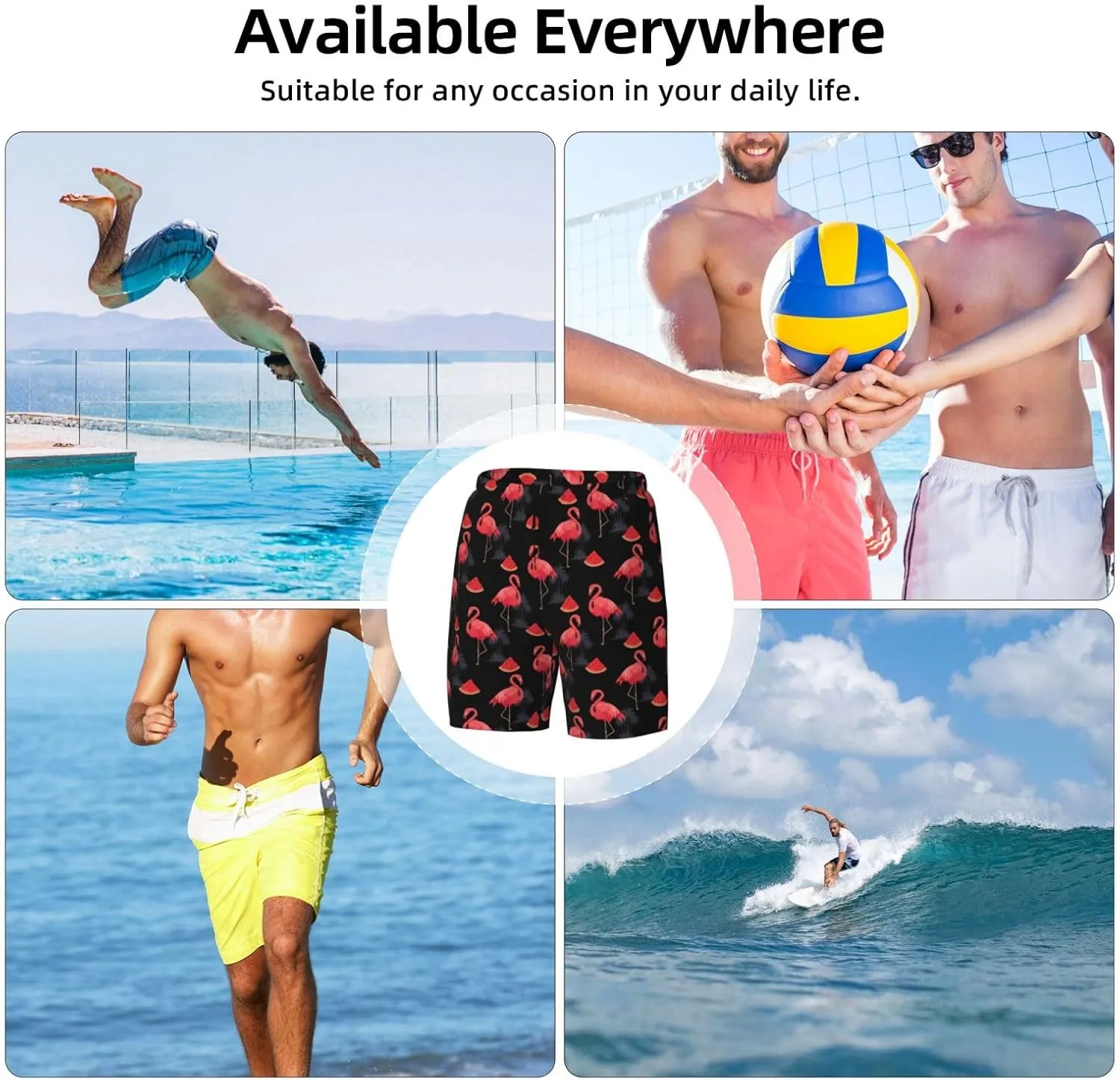 Mens Swim Trunks with Compression Liner Quick Dry Men's Swimming Shorts Beach Board Shorts Swimwear Bathing Suits