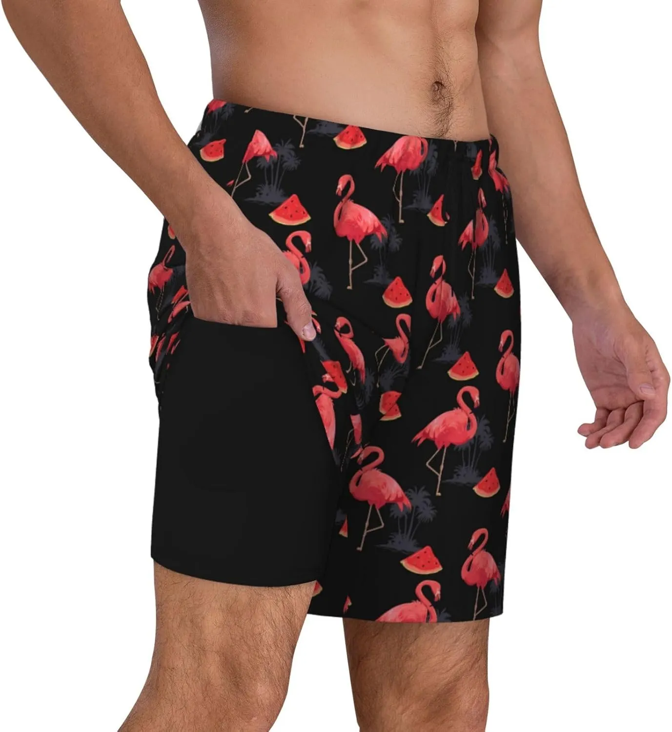 Mens Swim Trunks with Compression Liner Quick Dry Men's Swimming Shorts Beach Board Shorts Swimwear Bathing Suits