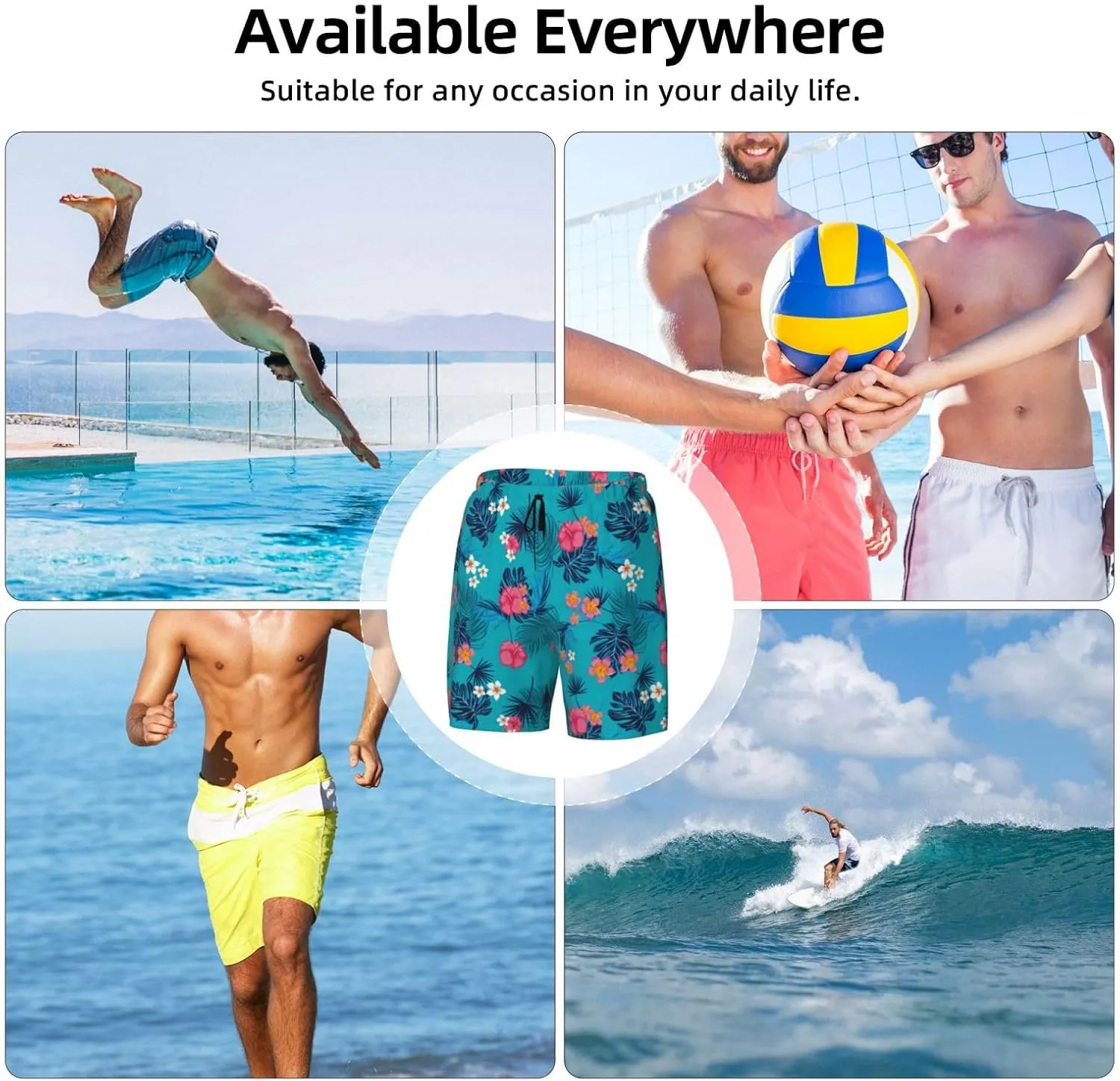 Mens Swim Trunks with Compression Liner Quick Dry Men's Swimming Shorts Beach Board Shorts Swimwear Bathing Suits
