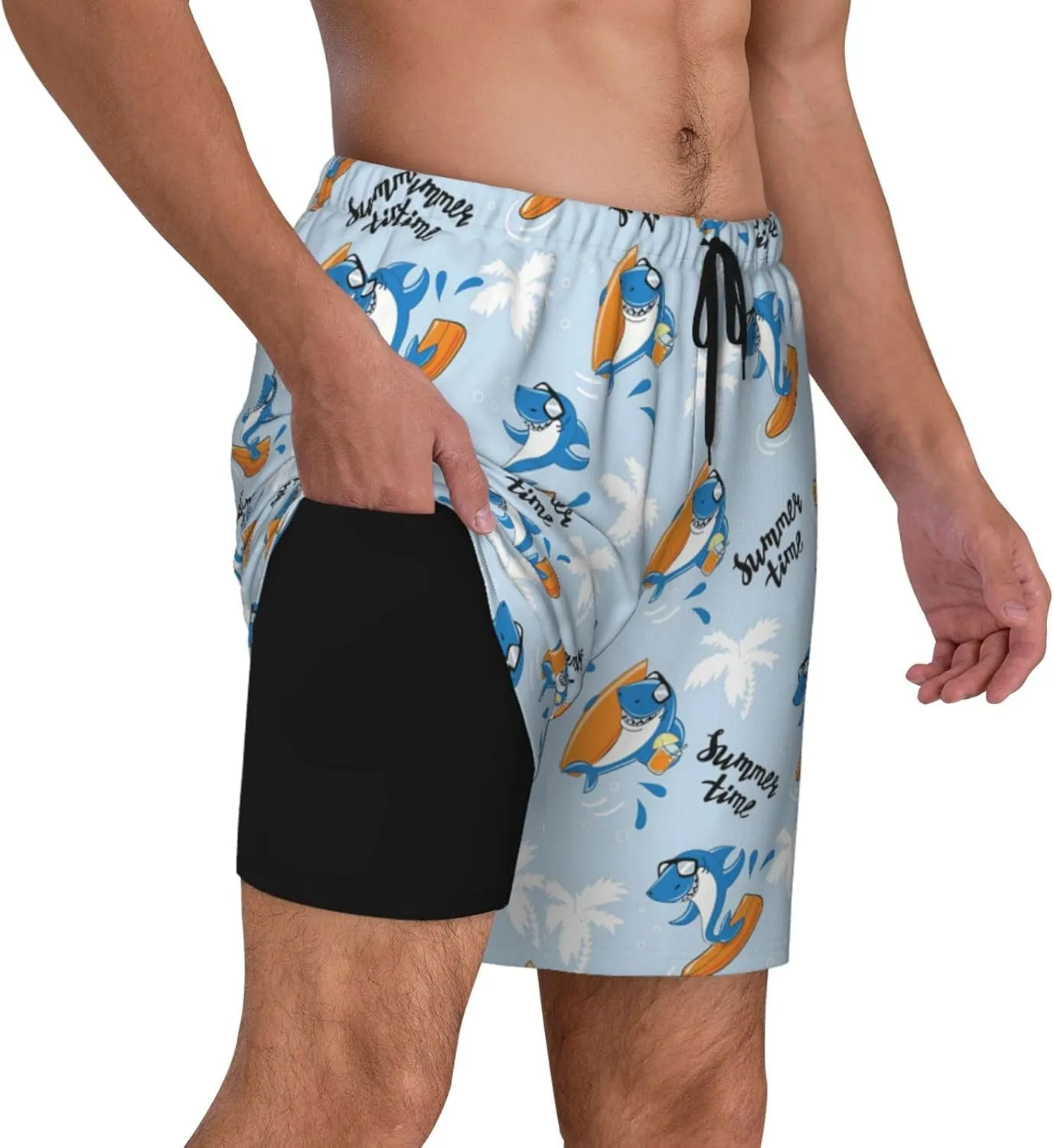 Mens Swim Trunks with Compression Liner Quick Dry Men's Swimming Shorts Beach Board Shorts Swimwear Bathing Suits