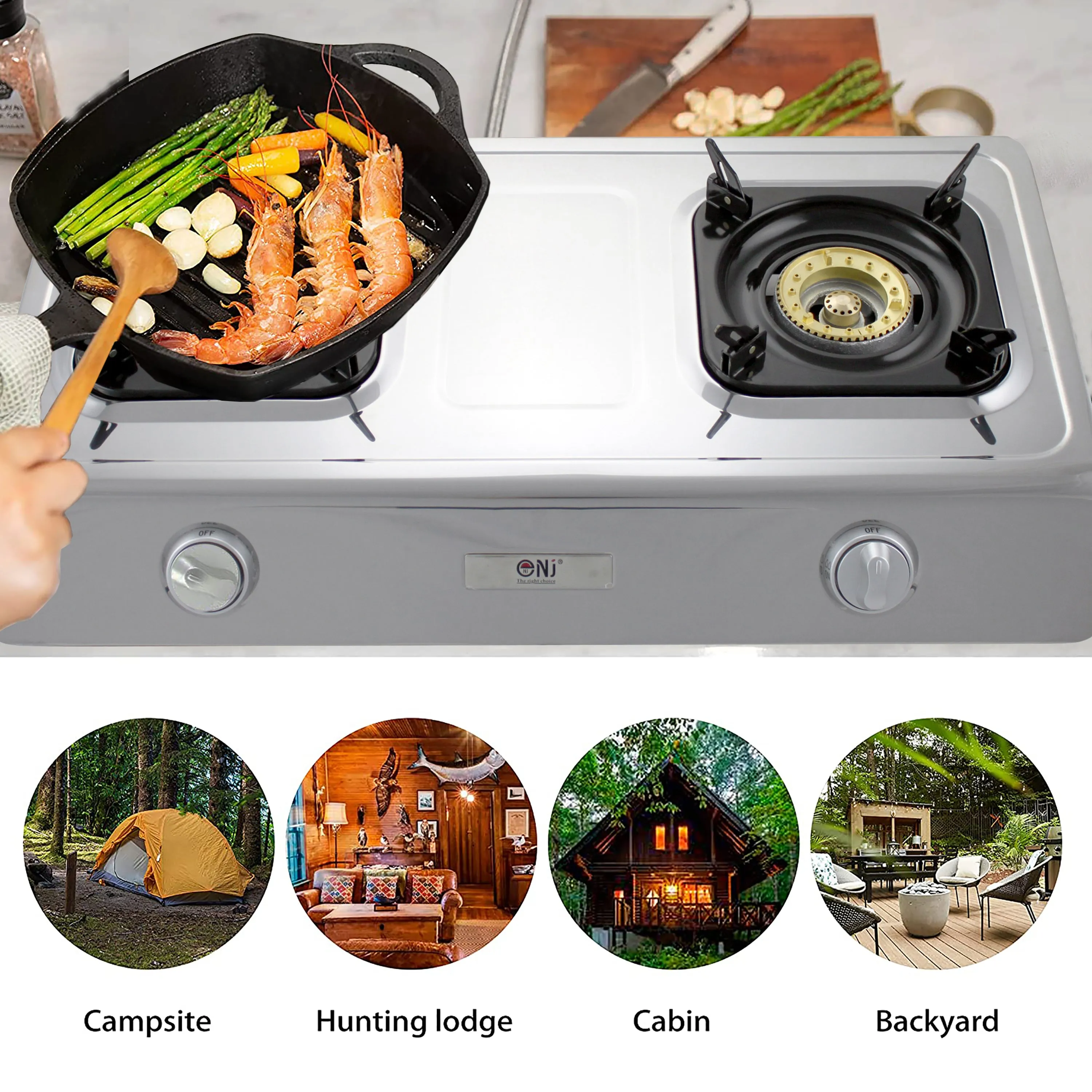 NJ NSD-2 Indoor Double Burner Gas Stove