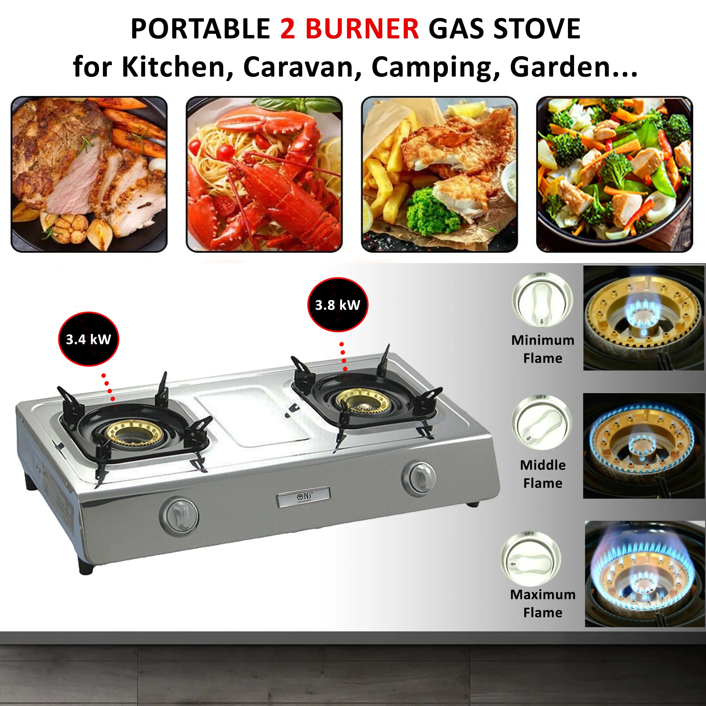 NJ NSD-2 Indoor Double Burner Gas Stove