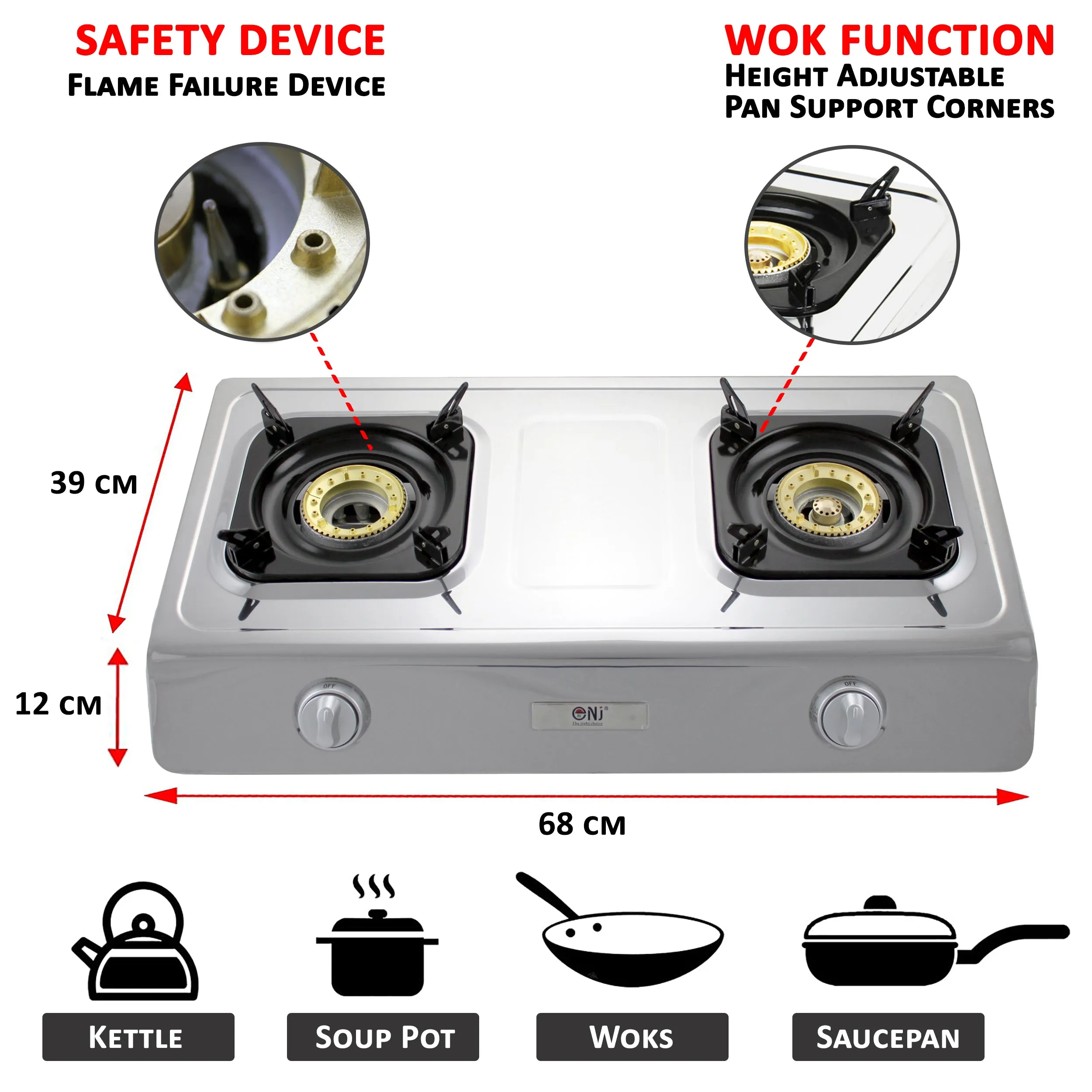 NJ NSD-2 Indoor Double Burner Gas Stove