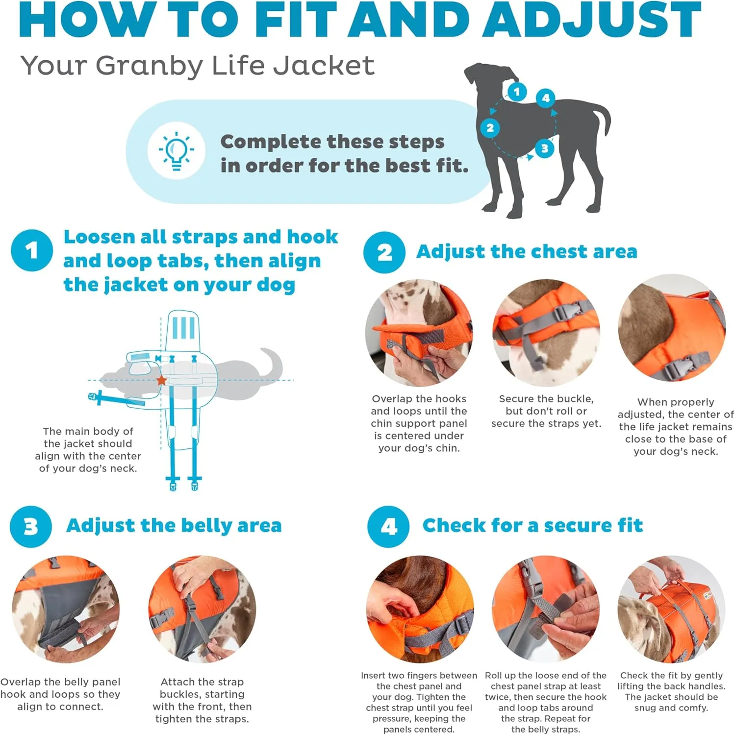 Outward Hound Granby Splash Dog Life Jacket, High-Buoyancy Dog Life Vest for Swimming, Boating, and Water Safety, XL, Orange