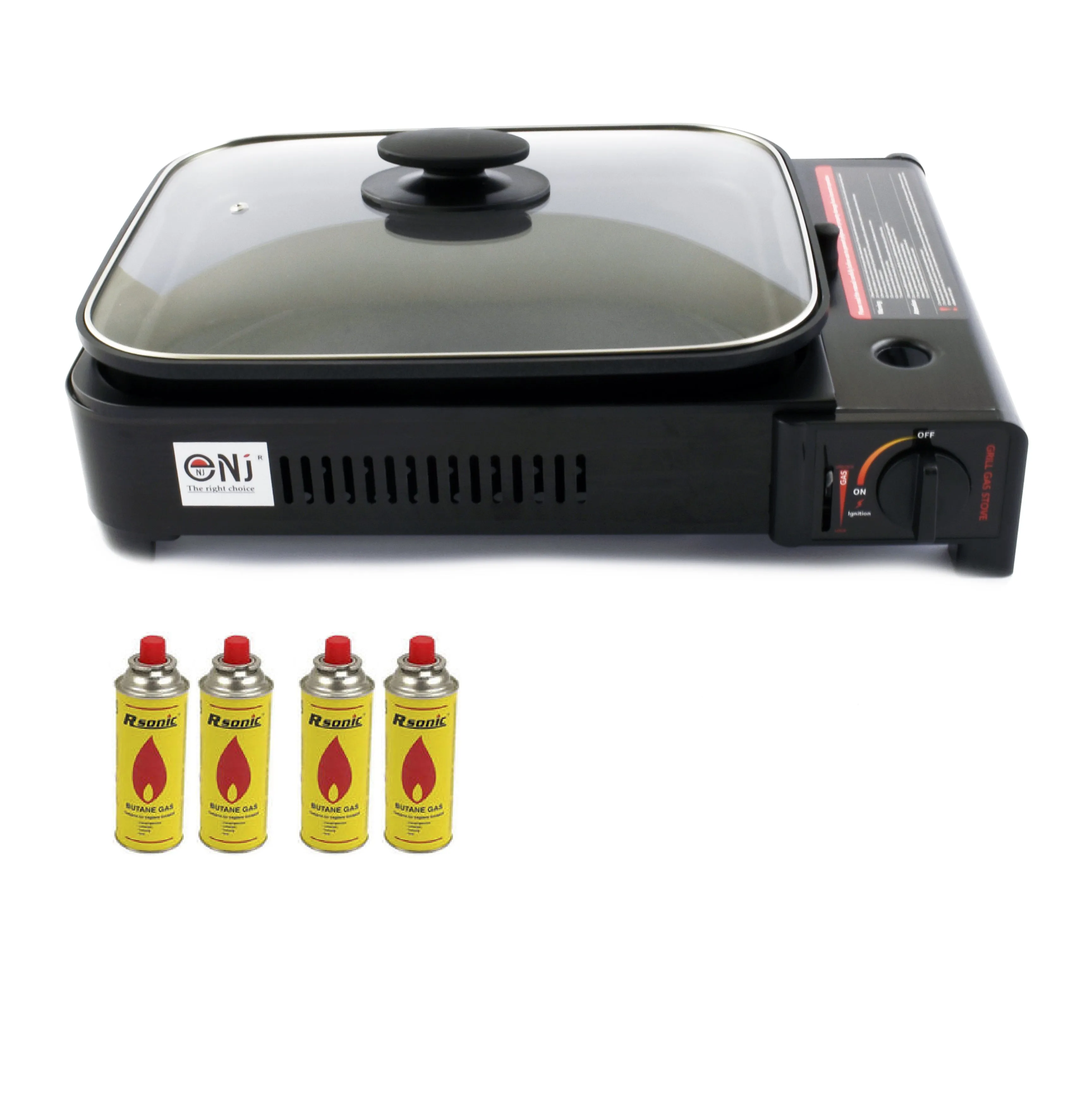 Portable Camping Gas Grill BBQ with Lid Butane Outdoor Stove