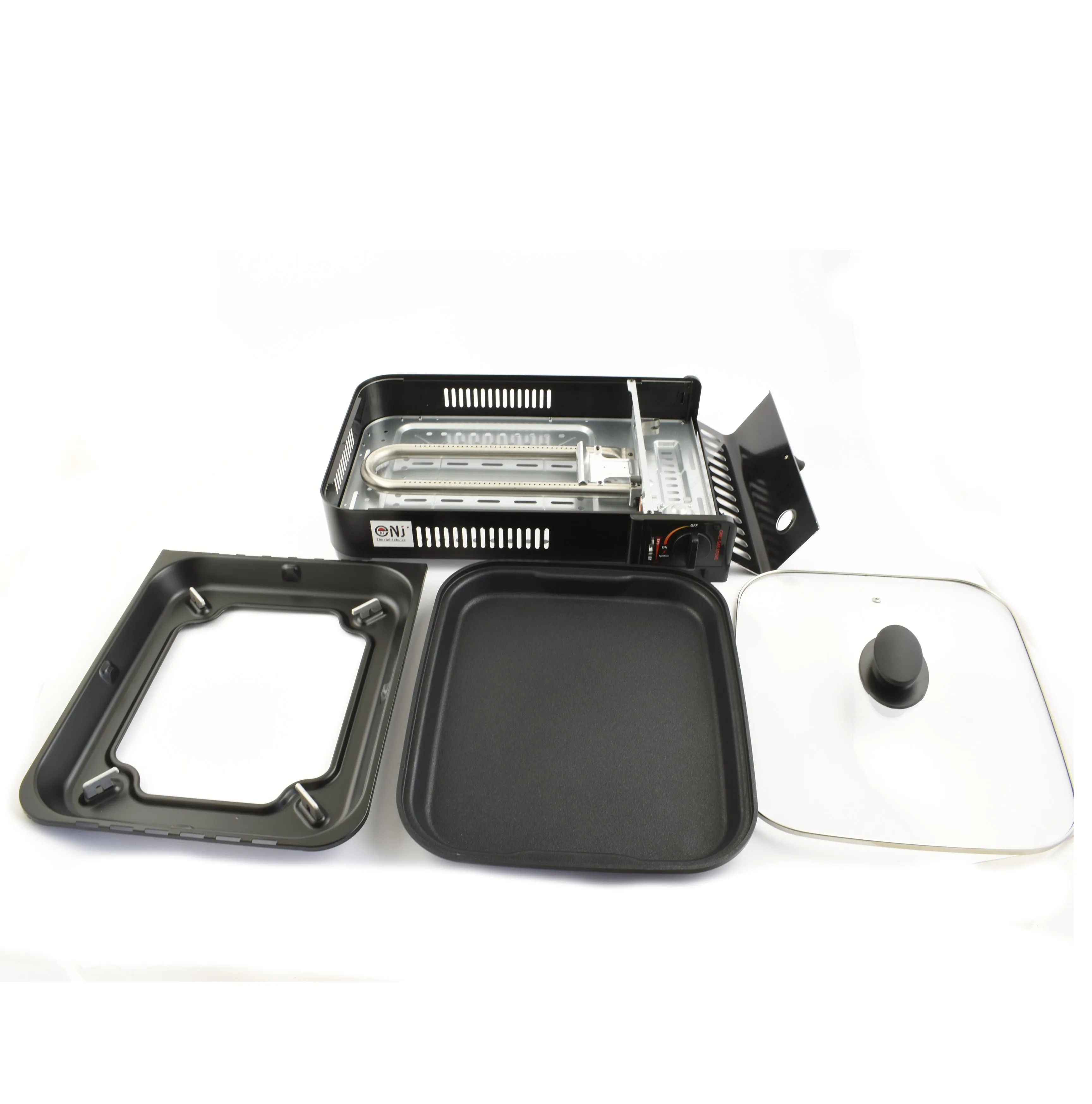 Portable Camping Gas Grill BBQ with Lid Butane Outdoor Stove