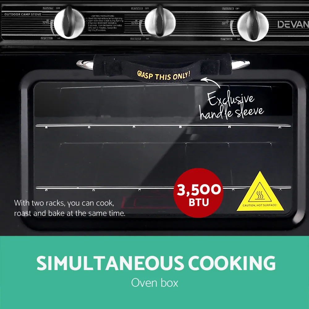 Portable Oven 3-Burner, Black/Yellow