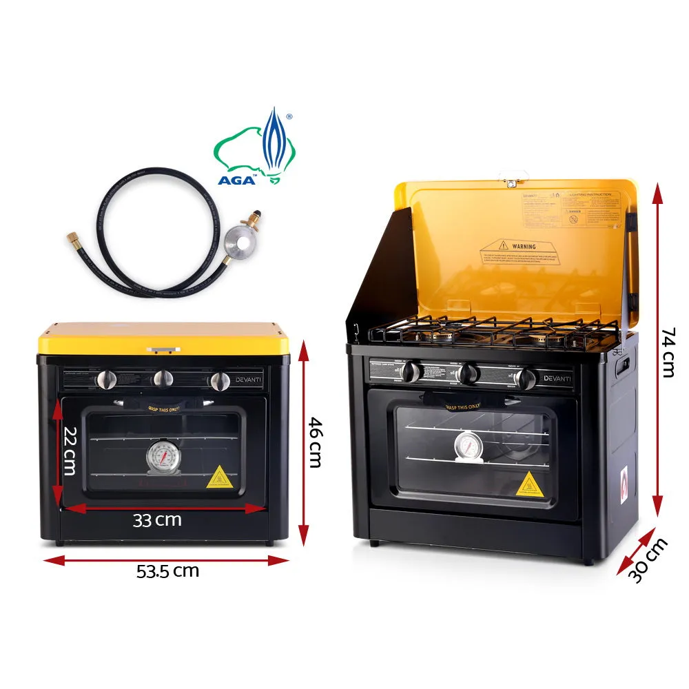 Portable Oven 3-Burner, Black/Yellow